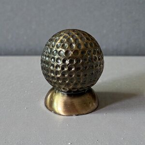 Vintage Brass Golf Ball Paperweight | Heavy Dimpled Desk Decor | 3"